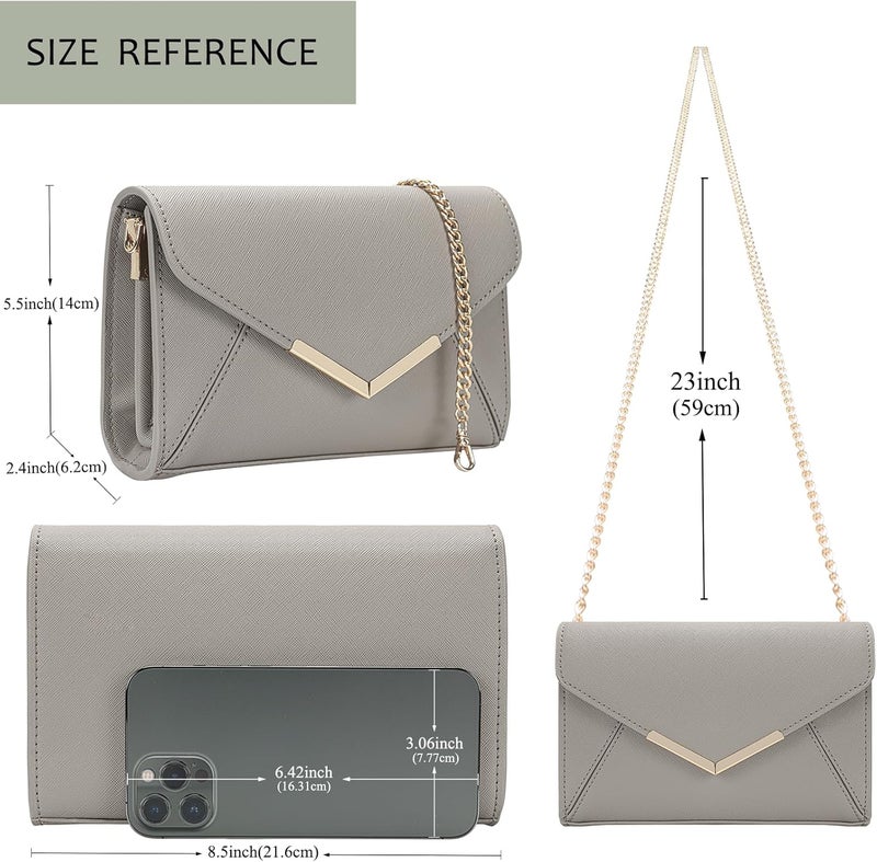 DEXMAY DM DEXMAY Women Envelope Clutch Faux Saffiano Leather Evening Handbag Foldover Clutch Bag Formal Dressy Purse - Image 3